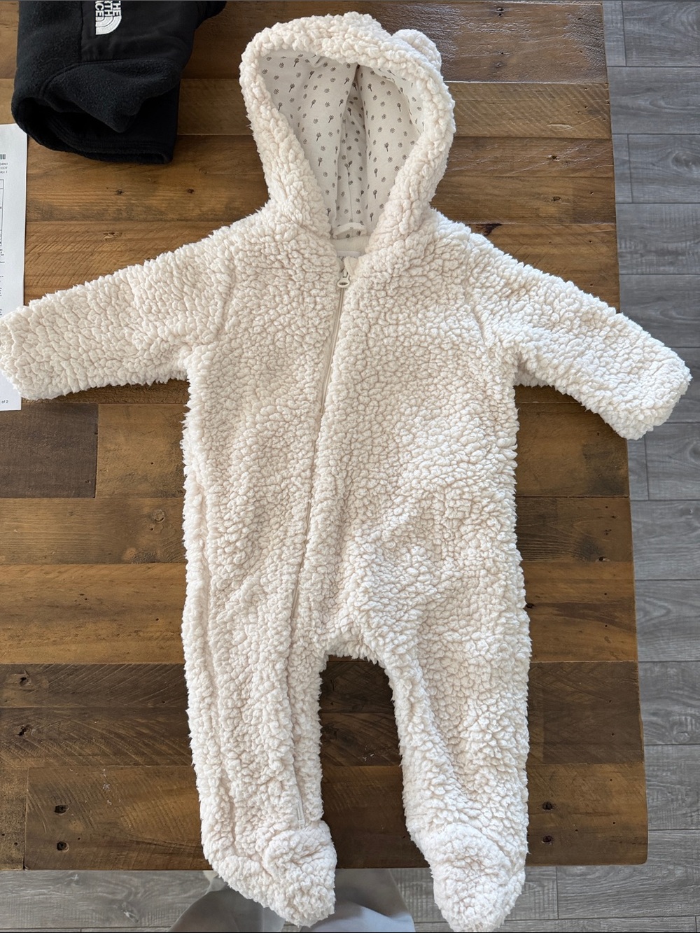 Zara Cozy Cream Sherpa Baby One-Piece with Hood